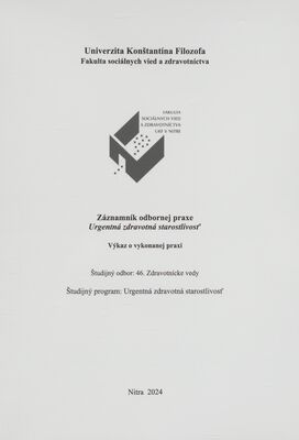 Obálka Záznamník odbornej praxe : urg...