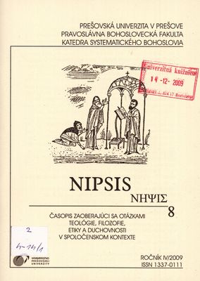 Nipsis : časopis zaoberajúci sa otázkami teológie, filozofie, etiky a duchovnosti v spoločenskom kontexte.
