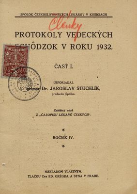 Protokoly vedeckých schôdzok v roku 1933 / Časť I., ročník IV./