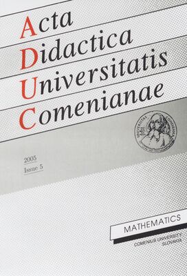 Acta Didactica Universitatis Comenianae. Issue 5, 2005, Mathematics /