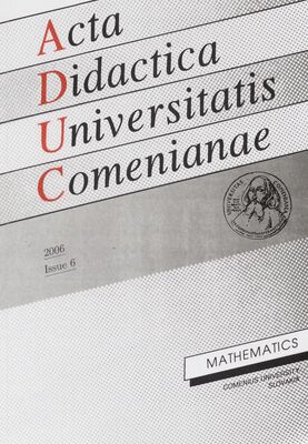 Acta Didactica Universitatis Comenianae. Issue 6, 2006, Mathematics /
