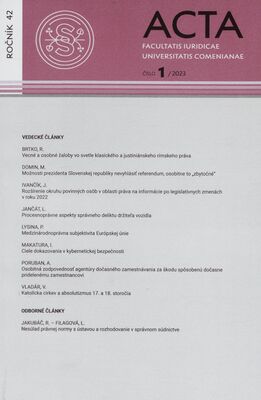 Acta Facultatis iuridicae Universitatis Comenianae : vedecký časopis Právnickej fakulty.