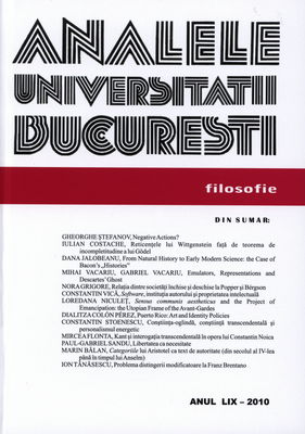 Analele Universităţii Bucureşti. Anul LIX - 2010, Filosofie.