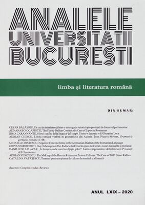 Analele Universităţii Bucureşti. Anul LXIX-2020, Limbi şi literaturi română.