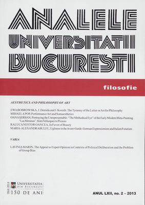 Analele Universitatii Bucuresti. Anul LXII, no. 2 - 2013, Filosofie.
