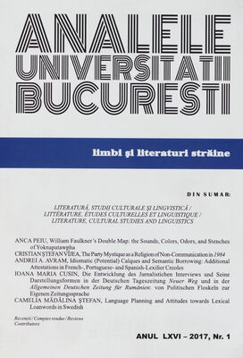 Analele Universitatii Bucuresti. Anul LXVI-2017, Nr. 1, Limbi şi literaturi străine.