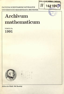 Archivum mathematicum. Tomus 27a/1991