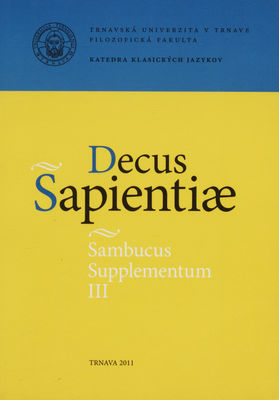 Decus Sapientiae : Sambucus. Supplementum III /