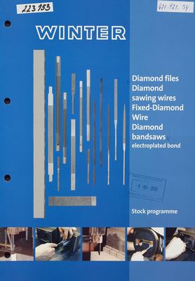 Diamond files, Diamond sawing wires, Fixed-Diamond Wire Diamond bandsaws.