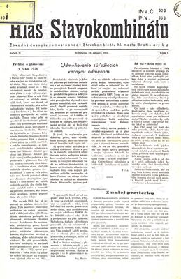 Hlas stavokombinátu : závodný časopis zamestnancov Stavokombinátu.