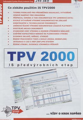 IS předvýrobních etap TPV 2000.