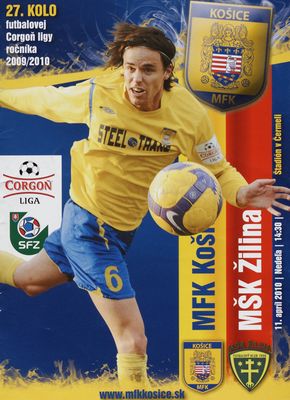 MFK Košice verzus MŠK Žilina : 27. kolo futbalovej Corgoň ligy ročníka 2009/2010 : 11. apríl 2010 nedeľa 14:30 štadión v Čermeli /