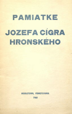 Pamiatke Jozefa Cígra Hronského /