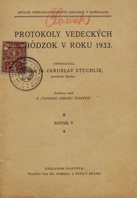 Protokoly vedeckých schôdzok v roku 1933 / Ročník V /