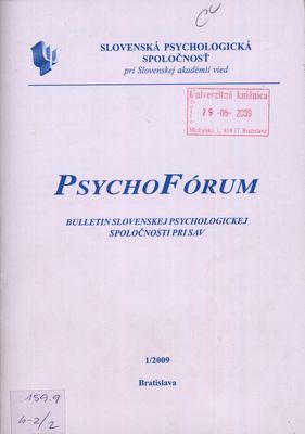 Psychofórum : bulletin Slovenskej psychologickej spoločnosti pri SAV.