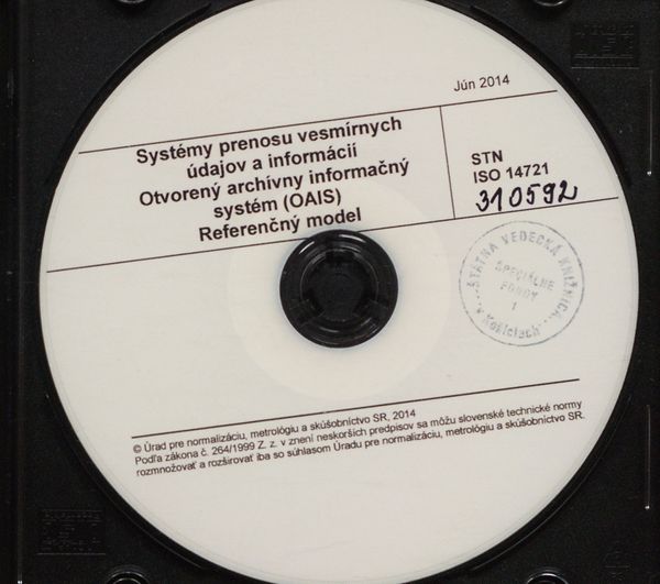 STN ISO 14721: 2014 (31 0592), Systémy prenosu vesmírnych údajov a informácií. Otvorený archívny informačný systém (OAIS). Referenčný modul