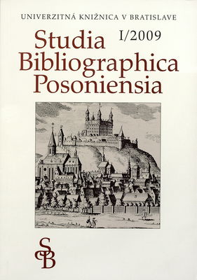 Studia bibliographica Posoniensia I/2009