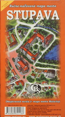 Stupava ručne maľovaná mapa mesta : obojstranná verzia (+mapa mesta Malacky) /