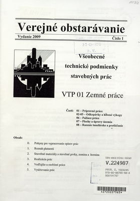 Všeobecné technické podmienky stavebných prác. VTP 01, Zemné práce.