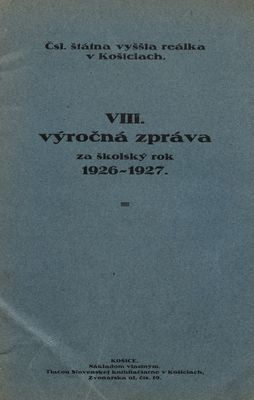 VIII. výročná zpráva za školský rok 1926-1927.