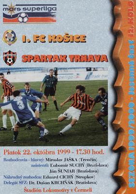 1. FC Košice verzus Spartak Trnava : sezóna 1999/2000 - Jesenná časť 12. kolo : piatok 22. októbra 1999 - 17.30 hod. Štadión Lokomotívy v Čermeli /