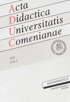 Acta Didactica Universitatis Comenianae. Issue 8, 2008, Mathematics /