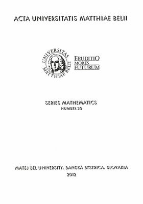 Acta Universitatis Matthiae Belii. Volume 20 (2012), Series Mathematics /