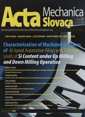 Acta mechanica Slovaca : journal published by Faculty of Mechanical Engineering, the Technical University in Košice.