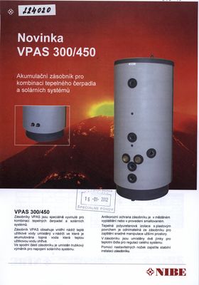 Akumulační zásobník novinka VPAS 300/450.