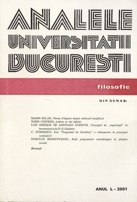 Analele Universităţii Bucureşti. Anul L - 2001, Filosofie