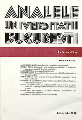 Analele Universităţii Bucureşti. Anul LI - 2002, Filosofie.