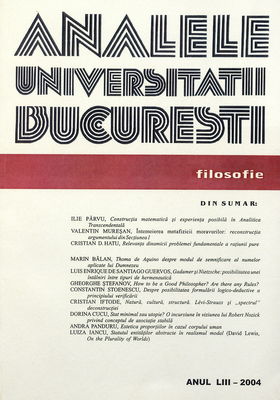 Analele Universităţii Bucureşti. Anul LIII - 2004, Filosofie.