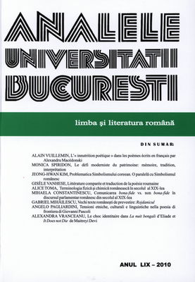 Analele Universităţii Bucureşti. Anul LIX - 2010, Limba şi literatura română.