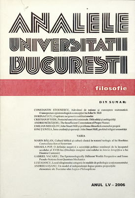 Analele Universităţii Bucureşti. Anul LV - 2006, Filosofie.