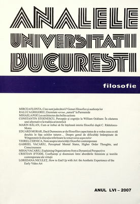 Analele Universităţii Bucureşti. Anul LVI - 2007, Filosofie.