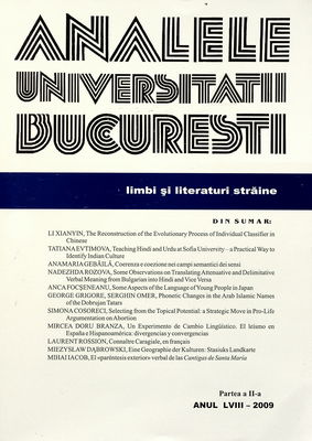 Analele Universităţii Bucureşti. Partea a II-a, anul LVIII - 2009, Limbi şi literaturi străine.