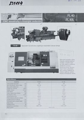 CNC soustruhy s kluzným vedením PL 40, PL 40L.
