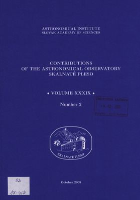 Contributions of the Astronomical Observatory Skalnaté Pleso /