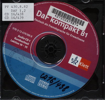 DaF kompakt B1 : Deutsch als Fremdsprache für Erwachsene Audio-CD 1. Kursbuchteil Lektion 19-28