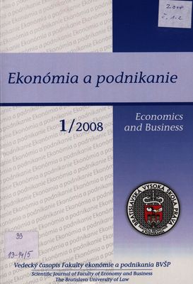 Ekonómia a podnikanie : vedecký časopis Fakulty ekonómie a podnikania BVŠP.