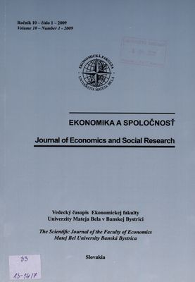 Ekonomika a spoločnosť : vedecký časopis Ekonomickej fakulty Univerzity Mateja Bela v Banskej Bystrici.