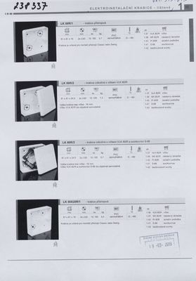 Elektroinstalační krabice - lištové. Krabice přístrojová LK 80R/1.