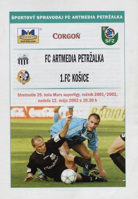 FC Artmedia Petržalka verzus 1. FC Košice : stretnutie 29. kola Mars superligy, ročník 2001/2002, nedeľa 12. mája 2002 o 10.30 h /