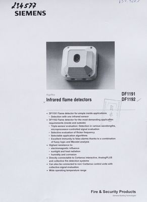 Infrared flame detector DF1191, DF1192.