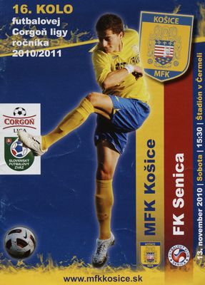 MFK Košice verzus FK Senica : 16. kolo futbalovej Corgoň ligy ročníka 2010/2011 : 13. november 201 sobota 15:30 štadión v Čemeli /