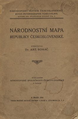 Národnostní mapa republiky Československé : podrobný popis národnostních hranic, ostrovů a menšin /