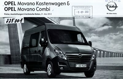 Opel MOVANO Kastenwagen & Opel MOVANO Combi. 21. Mai 2012