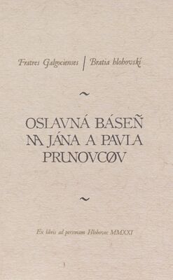Oslavná báseň na Jána a Pavla Prunovcov /