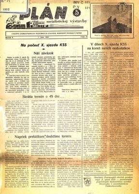 Plán socialistickej výstavby : časopis zamestnancov Pozemných stavieb n.p. v Nitrianskom kraji.