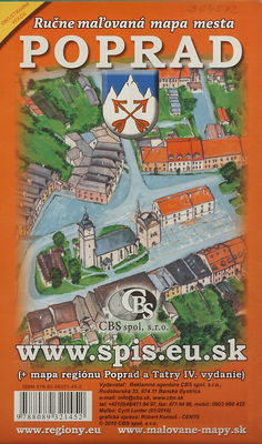 Poprad ; Poprad a Tatry ručne maľovaná mapa mesta /